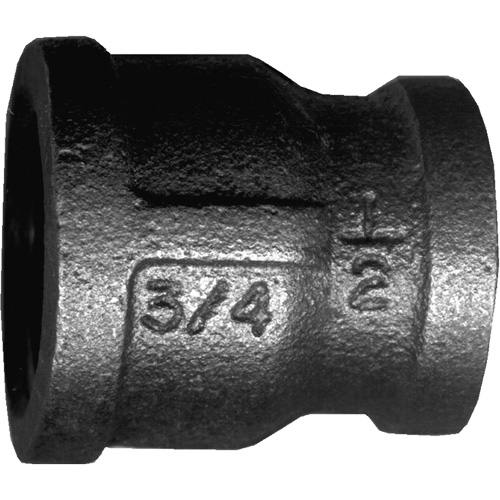 Female Reducing Pipe Coupling, Black Iron, 3/8" x 1/4" Kelford