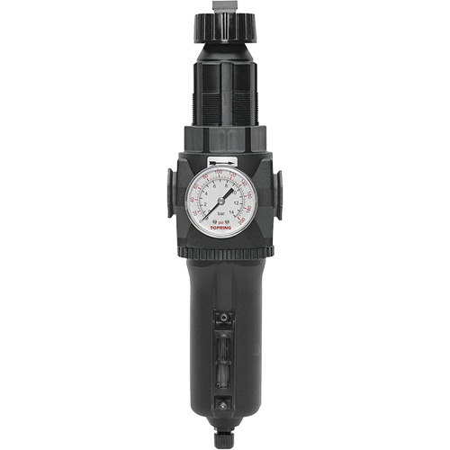 Manual Drain Filter/Regulator with Metal Bowl & Gauge Modulair 400, 1/2" NPT, 200 psi, 9.1 fl. oz. Capacity Kelford