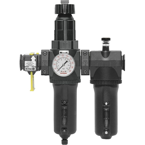 Filtre + r&eacute;gulateur + lubrificateur &agrave; drain manuel avec bol standard et manom&egrave;tre Modulair 400, 3/4" NPT Kelford