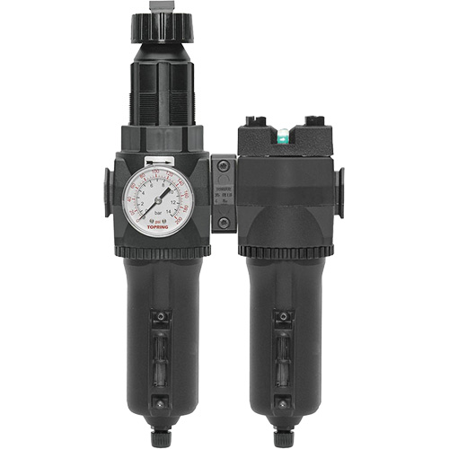 Filtre/r&eacute;gulateur + filtre coalescent drain manuel avec bol en m&eacute;tal Modulair 400, 1/4" NPT, 200 psi, Capacit&eacute; de 9,1 oz liq. Kelford