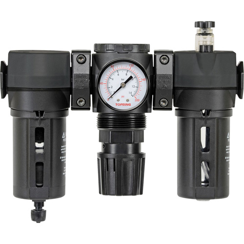 Filtre, d&eacute;tendeur & lubrificateur Modulair 200 avec drain manuel & bol standard, 3/8" NPTF Kelford