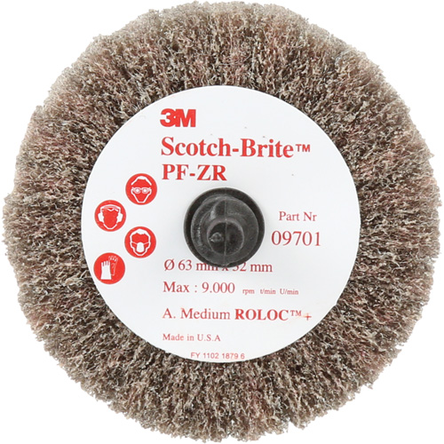 Scotch-Brite Roloc Cut and Polish Flap Brush, PF-ZR, Aluminum Oxide, Medium Grit, 2-1/2" x 1-1/4" Kelford