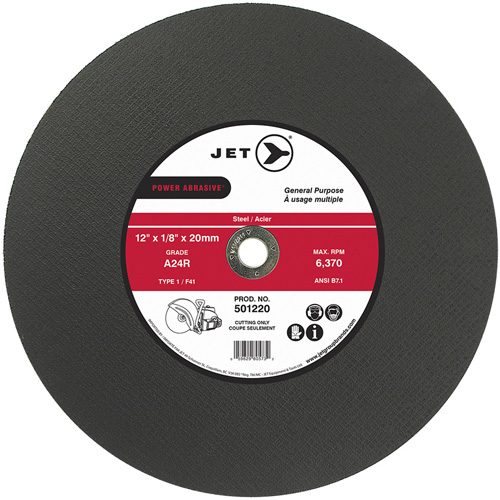 Meules &agrave; tronçonner POWER ABRASIVE, 12" x 1/8", Arbre de 20 mm, Type 1, 6370 Tr/min Kelford