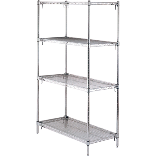 Shelving Unit, 4 Tiers, 36" W x 63" H x 18" D Kelford