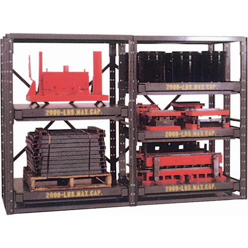 E-Z Glide Shelving, Steel, Roll Out, 2000 lbs. Capacity, 48" W x 62.5" H x 48" D Kelford