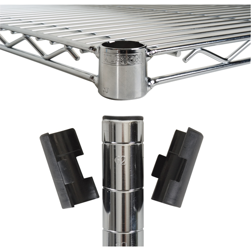 Manchons fendus pour &eacute;tag&egrave;re en treillis chromat&eacute; Kelford