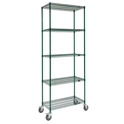 Wire Shelf Cart, Epoxy Finish, 36" x 92" x 18", 800 lbs. Capacity Kelford
