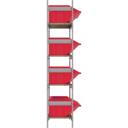 Wide Span Shelving with Jumbo Plastic Bins, Steel, Boltless, 800 lbs. Capacity, 66" W x 72" H x 18" D Kelford