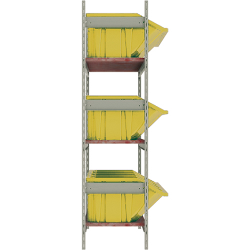 Wide Span Shelving with Jumbo Plastic Bins, Steel, Boltless, 800 lbs. Capacity, 66" W x 60" H x 18" D Kelford