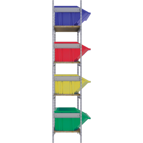 Wide Span Shelving with Jumbo Plastic Bins, Steel, Boltless, 800 lbs. Capacity, 66" W x 72" H x 18" D Kelford