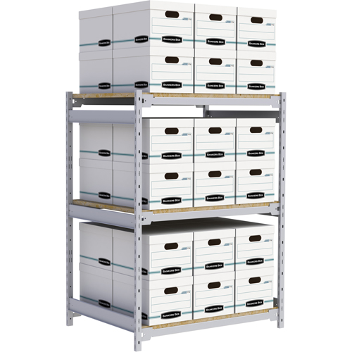 Wide Span Record Storage Shelving, Steel, 3 Shelves, 42" W x 32" D x 60" H Kelford