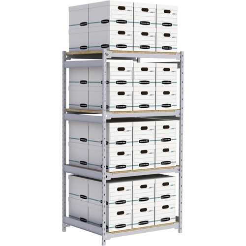 Wide Span Record Storage Shelving, Steel, 4 Shelves, 42" W x 32" D x 84" H Kelford