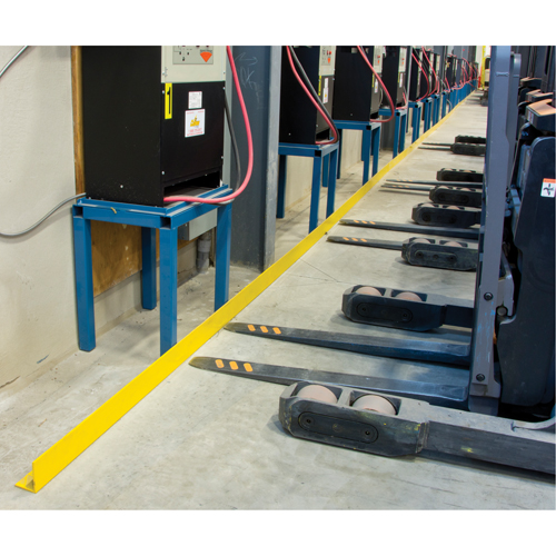 Floor Angle Guard Rails, Steel, 48" L x 5" H, Yellow Kelford