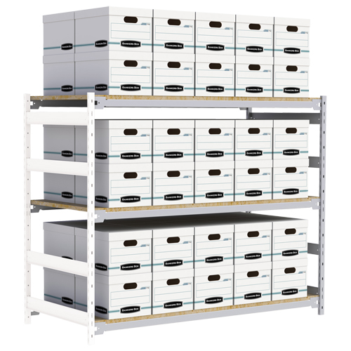 Wide Span Record Storage Shelving, Steel, 3 Shelves, 72" W x 32" D x 60" H, Add-On Kit Kelford