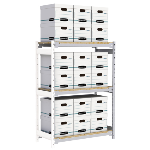 Wide Span Record Storage Shelving, Steel, 3 Shelves, 42" W x 18" D x 60" H, Add-On Kit Kelford