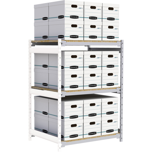 Wide Span Record Storage Shelving, Steel, 3 Shelves, 42" W x 32" D x 60" H, Add-On Kit Kelford