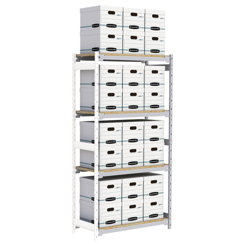 Wide Span Record Storage Shelving, Steel, 4 Shelves, 42" W x 18" D x 84" H, Add-On Kit Kelford