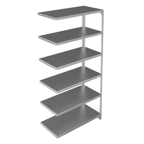 Shelving Unit, Galvanized Steel, Slotted Angle, 400 lbs. Capacity, 36" W x 72" H x 18" D Kelford