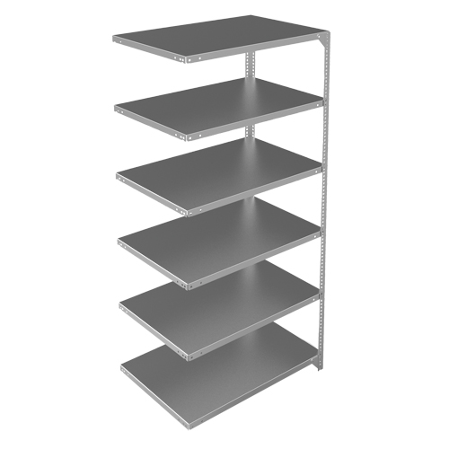 Shelving Unit, Galvanized Steel, Slotted Angle, 400 lbs. Capacity, 36" W x 72" H x 24" D Kelford