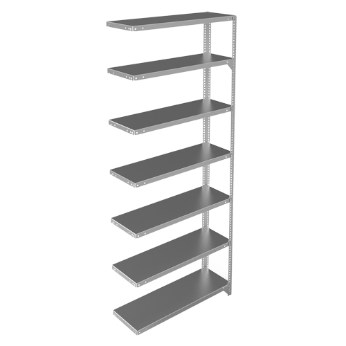 Shelving Unit, Galvanized Steel, Slotted Angle, 400 lbs. Capacity, 36" W x 84" H x 12" D Kelford