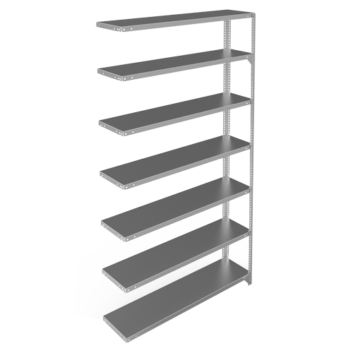 Shelving Unit, Galvanized Steel, Slotted Angle, 300 lbs. Capacity, 48" W x 84" H x 12" D Kelford