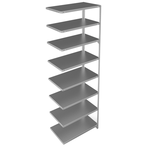 Shelving Unit, Galvanized Steel, Slotted Angle, 400 lbs. Capacity, 36" W x 96" H x 18" D Kelford