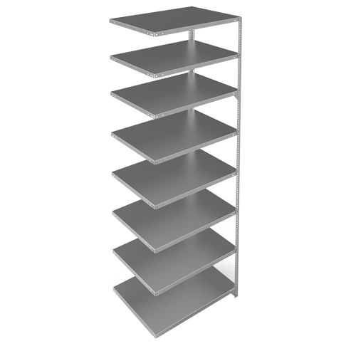 Shelving Unit, Galvanized Steel, Slotted Angle, 400 lbs. Capacity, 36" W x 96" H x 24" D Kelford