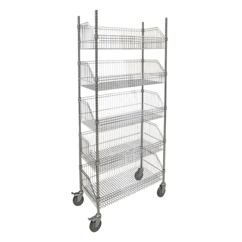 Wire Basket Shelving Cart, 5 Tiers, 48" W x 80" H x 24" D Kelford