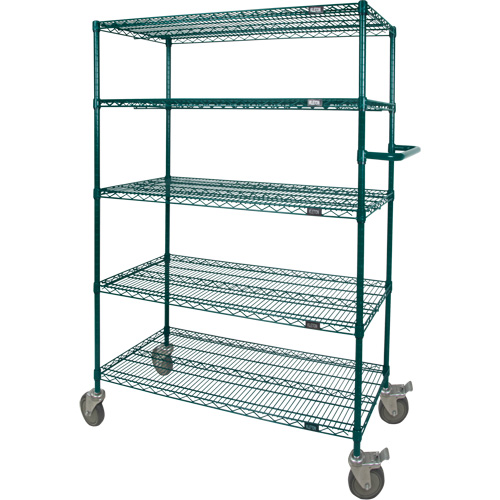 Wire Shelf Push Cart, Epoxy Finish, 36" x 69" x 24", 600 lbs. Capacity Kelford
