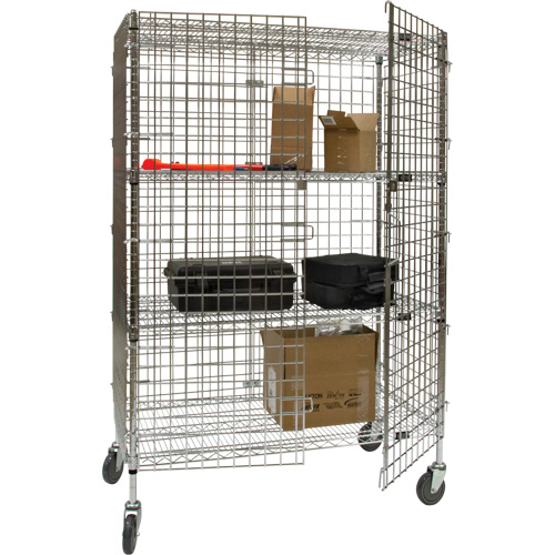 Security Cart, Chrome Plated, 60" x 69" x 24", 500 lbs. Capacity Kelford
