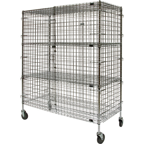 Security Cart, Chrome Plated, 60" x 69" x 24", 500 lbs. Capacity Kelford