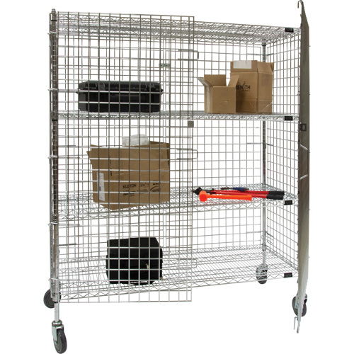 Security Cart, Chrome Plated, 60" x 69" x 24", 500 lbs. Capacity Kelford