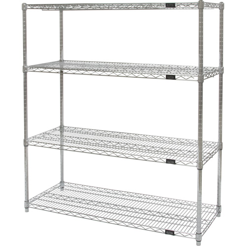 Heavy-Duty Chromate Wire Shelving, 4 Tiers, 30" W x 54" H x 14" D Kelford