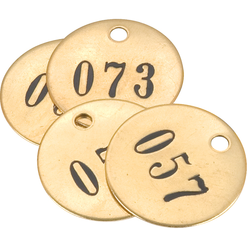 Numbered Tags, # 051 - 075, Brass, 1" dia Kelford