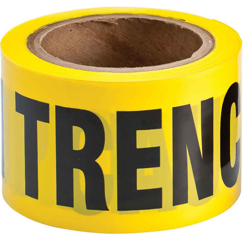 Ruban pour barricade, Anglais, 3" la x 200' lo, 3 mils, Noir sur jaune Kelford