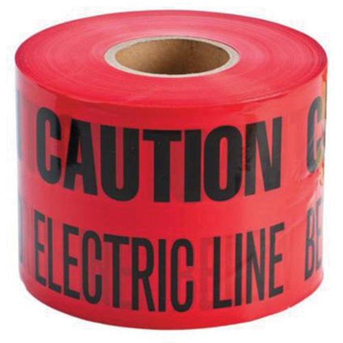 Ruban d'avertissement de danger souterrain Buried Electric Line Identoline, 6" la x 1000' lo, Noir/rouge Kelford
