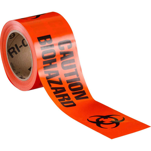 Ruban pour barricade, Anglais, 3" la x 200' lo, 3 mils, Noir/orange Kelford