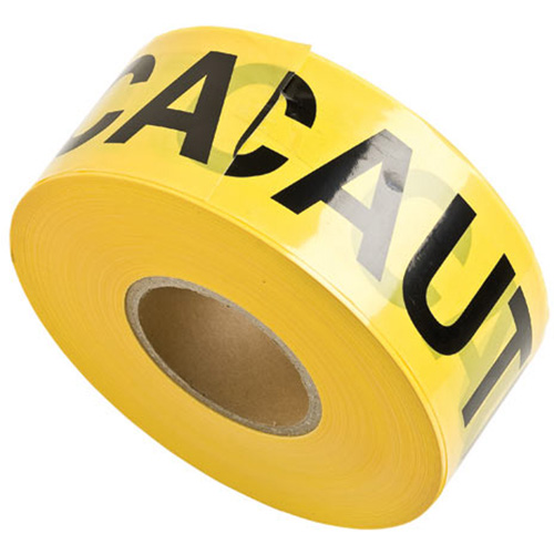 Rubans pour barricades, Anglais, 3" la x 1000' lo, 3 mils, Noir sur jaune Kelford