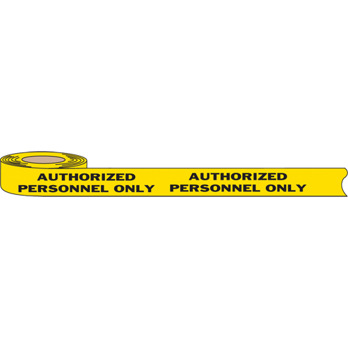 Rubans pour barricades, Anglais, 3" la x 1000' lo, 2 mils, Noir sur jaune Kelford