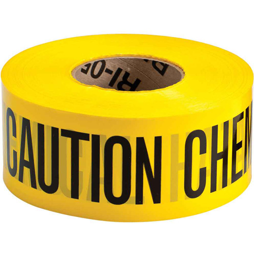 Barricade Tape, English, 3" W x 200' L, 3 mils, Black on Yellow Kelford