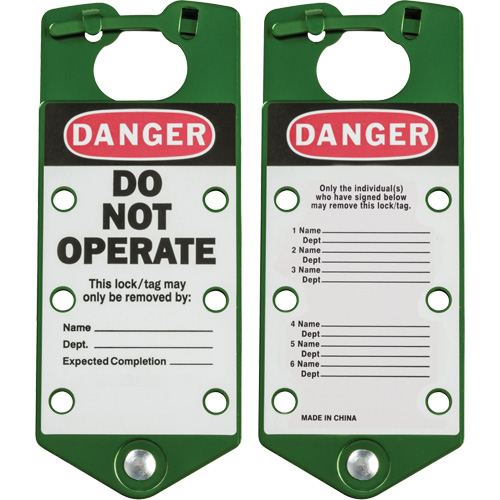 Labeled Lockout Hasps, Green Kelford