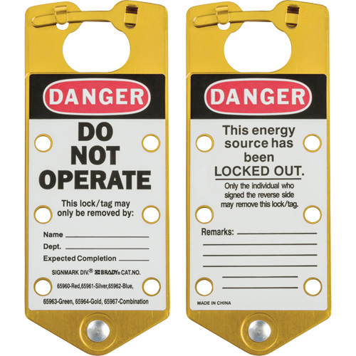 Labeled Lockout Hasps, Yellow Kelford