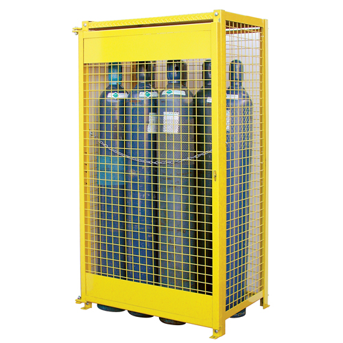 Gas Cylinder Cabinets, 10 Cylinder Capacity, 44" W x 30" D x 74" H, Yellow Kelford