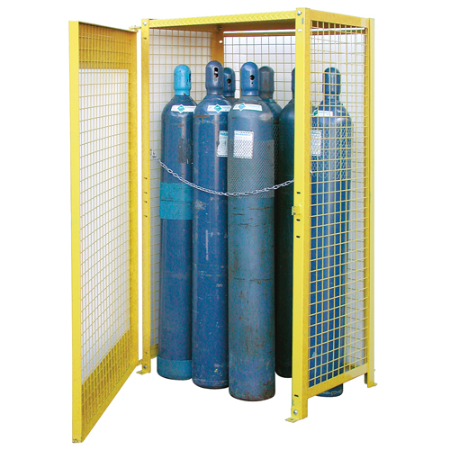 Gas Cylinder Cabinets, 10 Cylinder Capacity, 44" W x 30" D x 74" H, Yellow Kelford