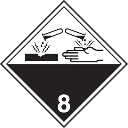 TDG Shipping Labels, Class 8, Corrosives, Paper Kelford