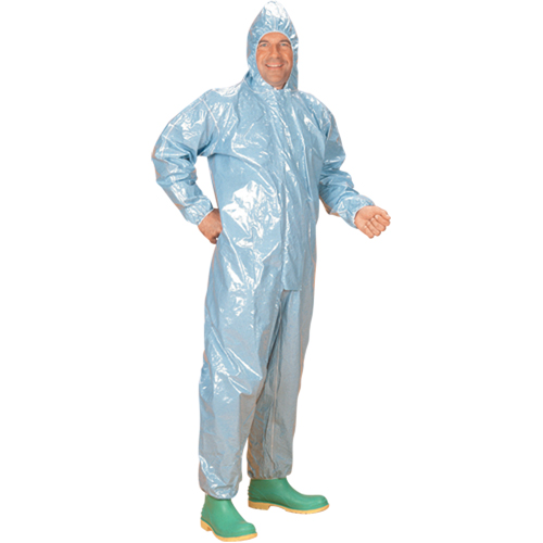 0.5 Mil CRFR Hooded Coveralls, Medium, Blue, FR Treated Fabric Kelford