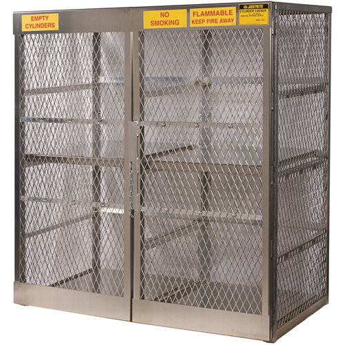 Aluminum LPG Cylinder Locker Storage, 16 Cylinder Capacity, 60" W x 32" D x 65" H, Silver Kelford