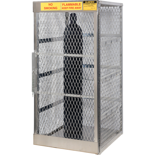 Aluminum LPG Cylinder Locker Storage, 10 Cylinder Capacity, 30" W x 32" D x 65" H, Silver Kelford