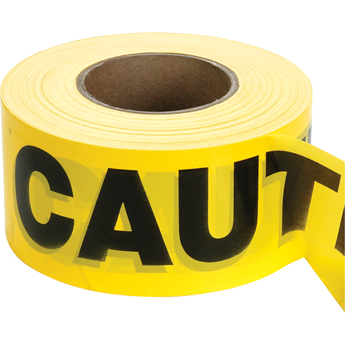 Barricade Tape, English, 3" W x 1000' L, 2 mils, Black on Yellow Kelford