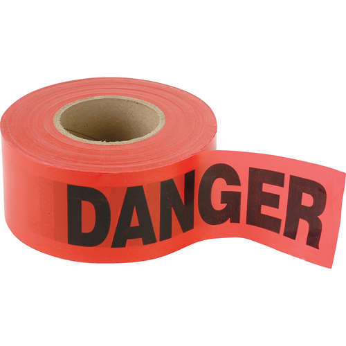 Standard Smaller Barricade Tape, English, 3" W x 300' L, 2 mils, Black on Red Kelford